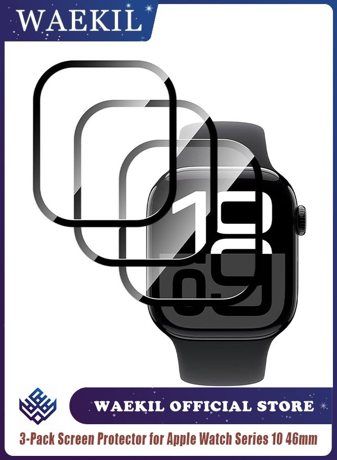 3-Pack Screen Protector for Apple Watch Series 10 46mm, HD Clear Flexible TPU Film with Self-Healing, Anti-Fingerprint Shatterproof Cover, 3D Full Coverage Easy Installation Kit - Image 1