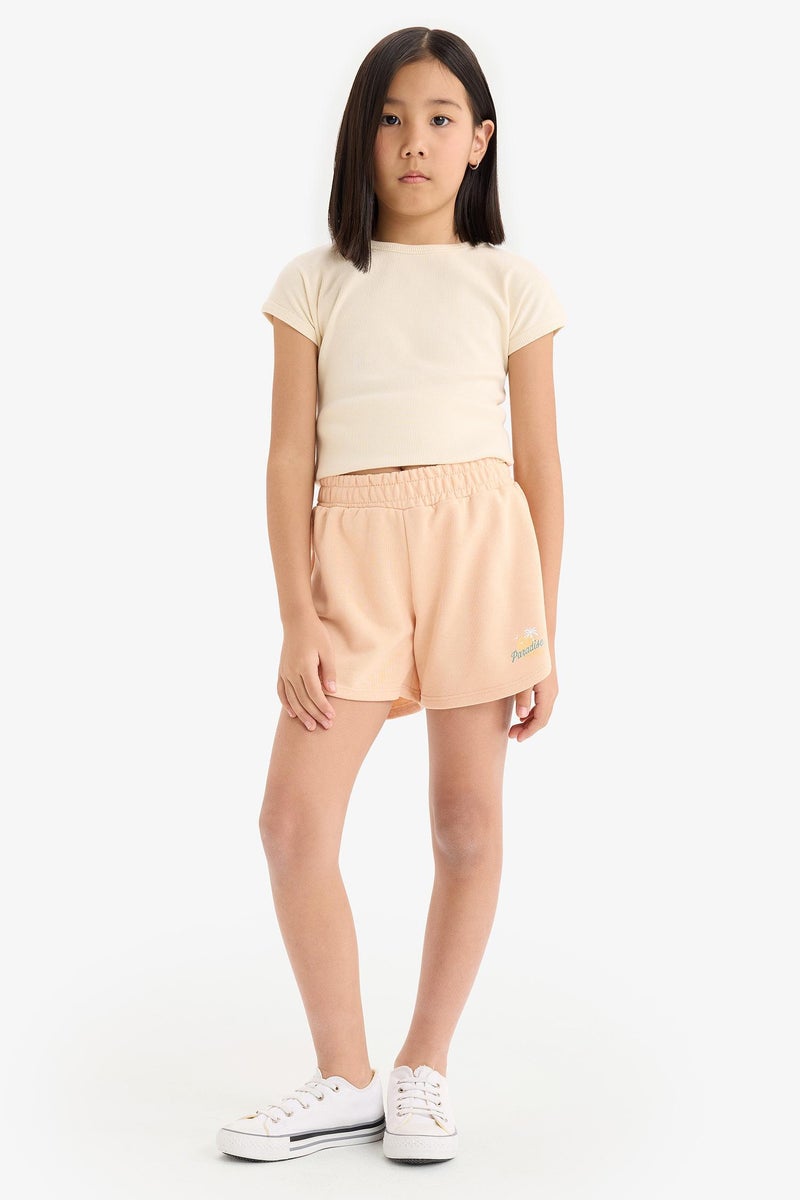 DeFacto Pink Girl Girl Elastic Waist Printed Shorts Casual - Image 1