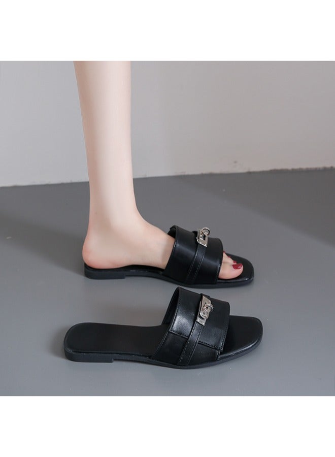 Rup Art Metal Decorated Designer Slippers Women Summer Beach Flat Slippers Slip On Casual Shoe Ladies Brand Shoes For Women Flat  - Image 5