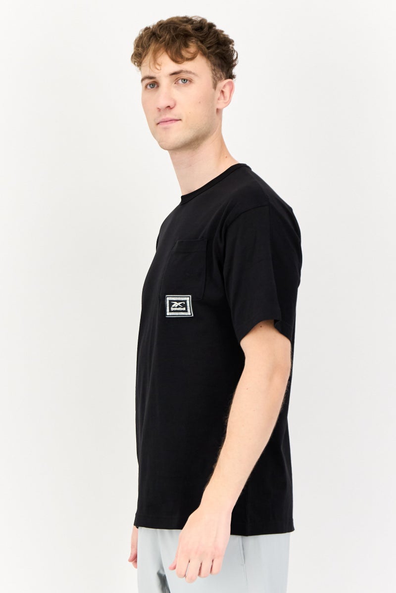 Reebok Men Sportswear Fit Brand Logo Short Sleeves Basketball T-Shirt, Black  - Image 2