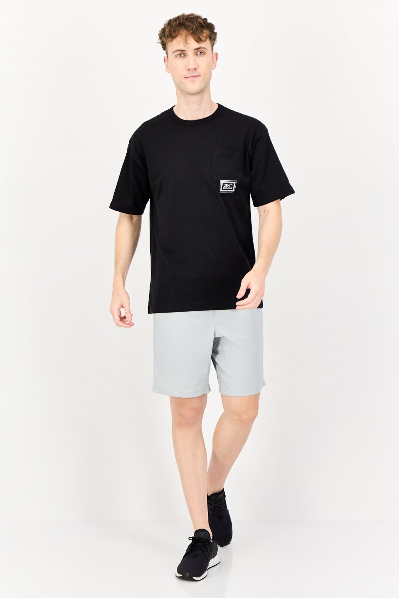 Reebok Men Sportswear Fit Brand Logo Short Sleeves Basketball T-Shirt, Black  - Image 4