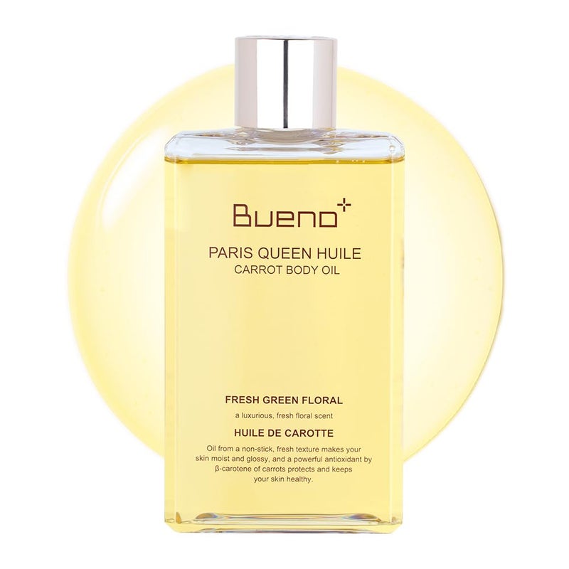 Bueno PARIS QUEEN HUILE CARROT BODY OIL Hydrates Protects Skin with Carrot Extract BetaCarotene Protective Nutrition Supply Moisturizing Elasticity Dry Moisture 67 Fl Oz