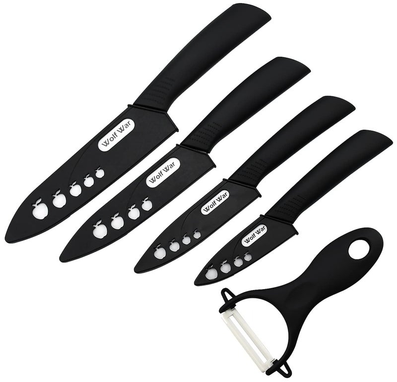 Wolf War Kitchen Ceramic Knife Set Professional Knife With Sheaths Super Sharp Rust Proof Stain Resistant 6 Chef Knife 5 Utility Knife 4 Fruit Knife 3 Paring Knife One Peeler