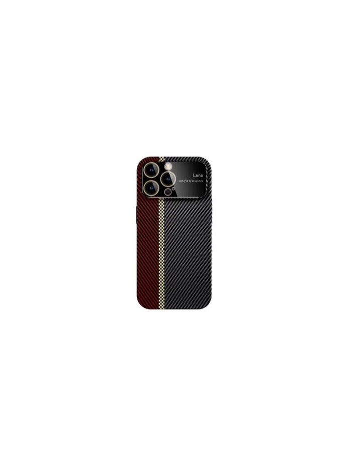 CATANES iPhone 12 Pro Carbon Case Large Window Camera Protection Unique Design Mixed Amazing Color Aramid Carbon Fiber Phone Case Red - Image 2