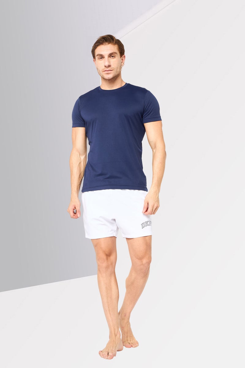 DKNY Men Drawstring Brand Logo Swim Shorts, White - Image 2