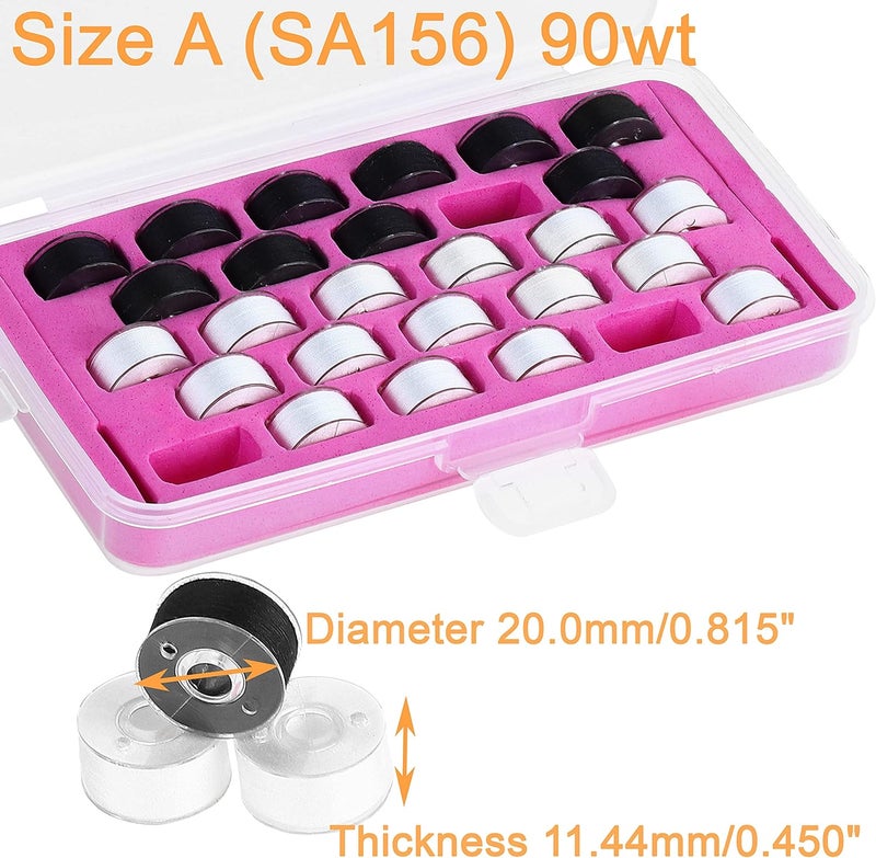 New brothread 28pcs 17White+11Black 60S/2 (90WT) Prewound Bobbin Thread Plastic Size A SA156 for Embroidery and Sewing Machines DIY Embroidery Sewing Thread Cottonized Soft Feel Polyester Thread - Image 3