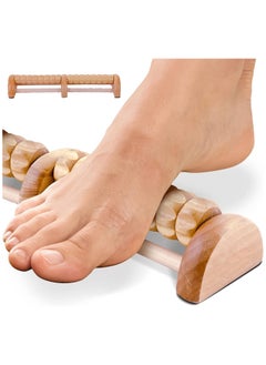 LKTOCAFT Double Compact Wooden Foot Roller for Plantar Fasciitis Relief, Portable Foot Massager, Targets Foot Pain with Reflexology, Travel Size Foot Massager for Plantar Fasciitis  - Image 1