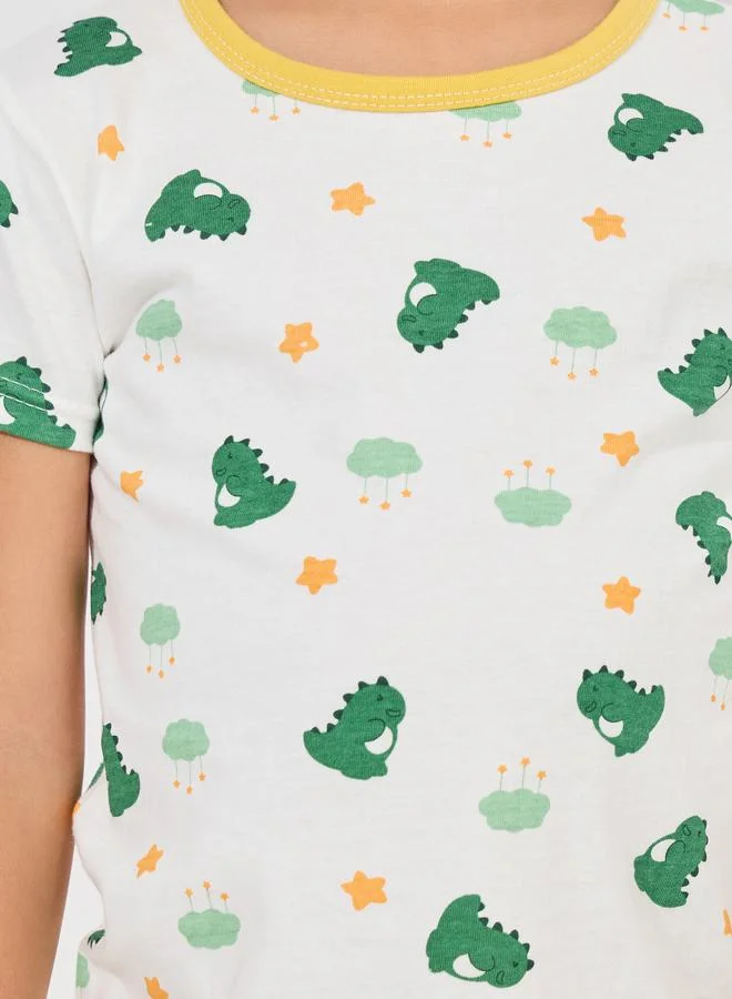Styli Dinosaur Print T-Shirt & Shorts Set