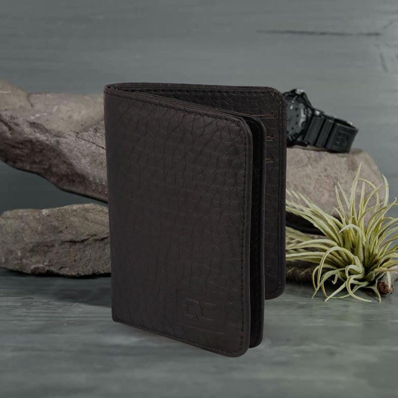 Dezire Crafts Leather Bifold Card Holder for Men | Slim Front Pocket Wallet with 9 Card Slots, 2 Hidden Pockets & 1 Currency Compartment (Black) - Image 4