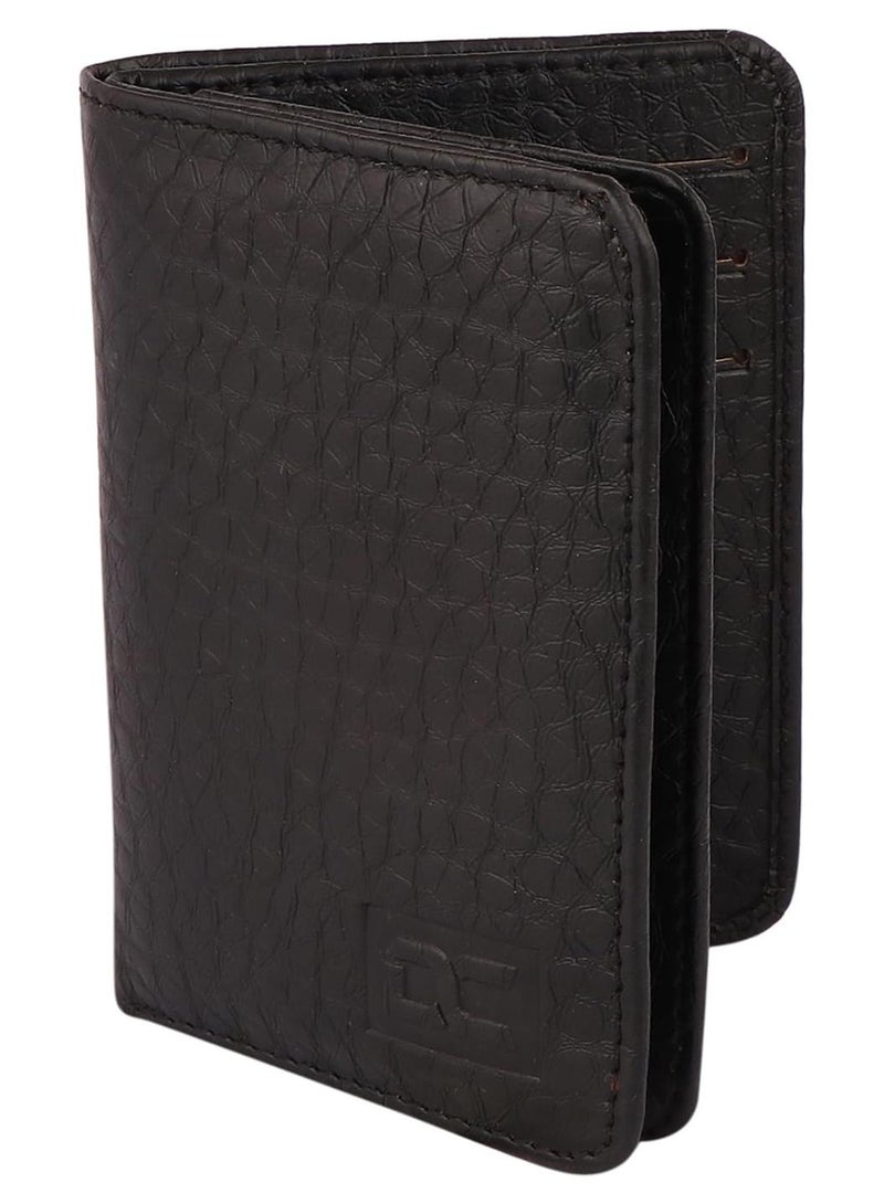 Dezire Crafts Leather Bifold Card Holder for Men | Slim Front Pocket Wallet with 9 Card Slots, 2 Hidden Pockets & 1 Currency Compartment (Black) - Image 1
