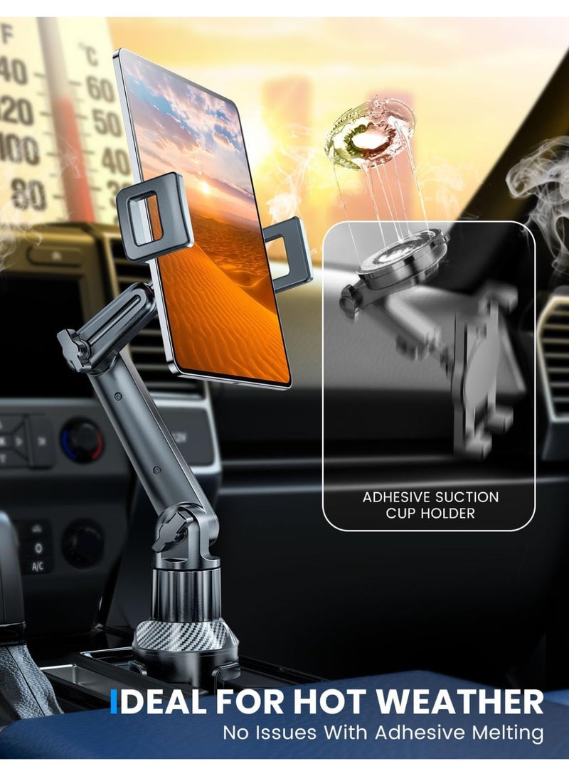 Bukela Tablet Holder for Car, for iPad Cup Holder Car Mount with 1.57" Depth Large Clamp 15" Height Adjustable Tab Mount Holder for 6"-12.9" Cell Phone iPhone iPad Stand Travel Accessories - Image 5