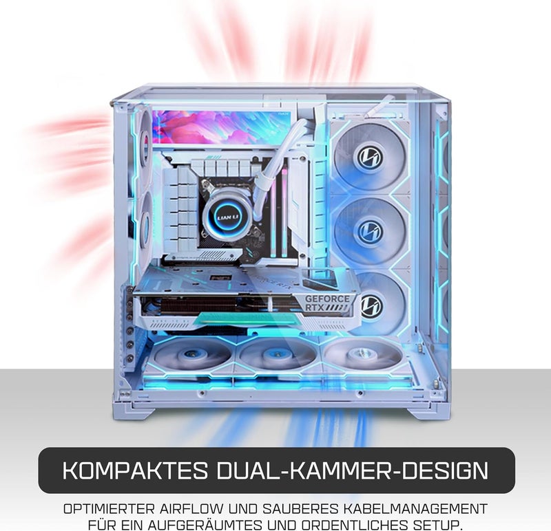 علبة كمبيوتر/خزانة ألعاب Lian Li O11 Vision Compact ATX Mid-Tower - أبيض | ألومنيوم وزجاج مقسى | يدعم E-ATX/Micro/Mini-ITX | حامل مضاد لترهل GPU مثبت مسبقًا - Image 4