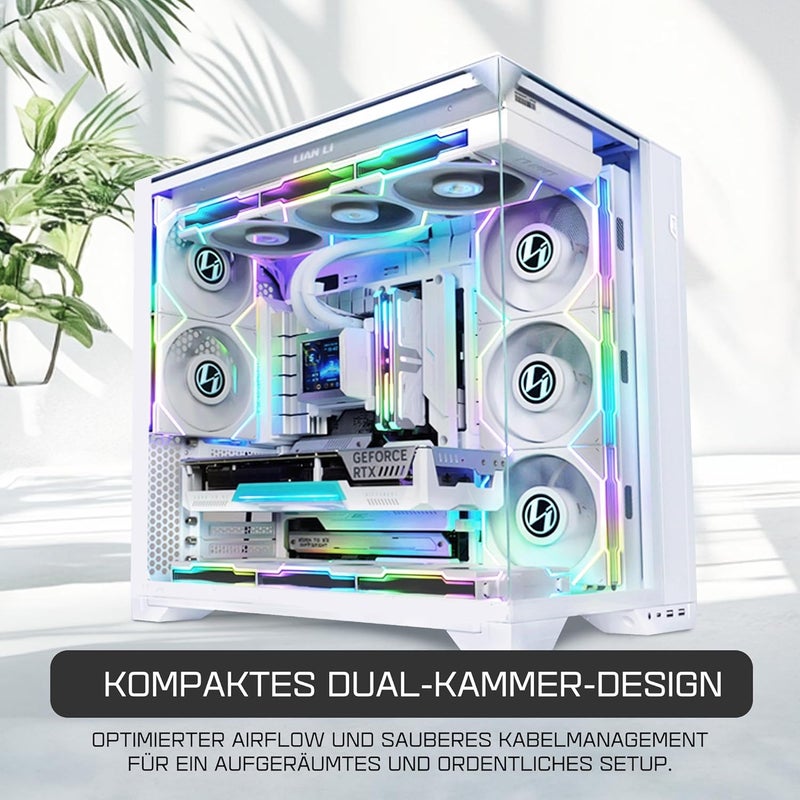 علبة كمبيوتر/خزانة ألعاب Lian Li O11 Vision Compact ATX Mid-Tower - أبيض | ألومنيوم وزجاج مقسى | يدعم E-ATX/Micro/Mini-ITX | حامل مضاد لترهل GPU مثبت مسبقًا - Image 2