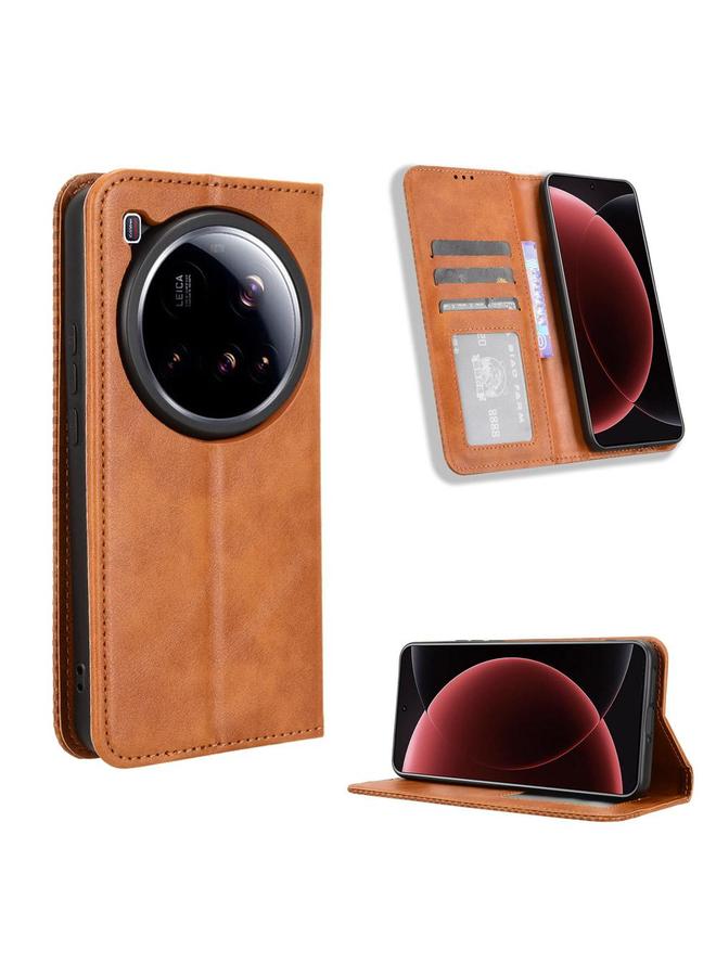 The Bros Case For Xiaomi 15 Ultra Magnetic Buckle Retro Texture Leather Phone Case