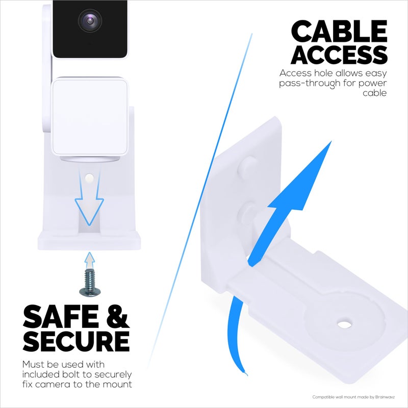 BRAINWAVZ Drill Free Wall Mount for Wyze Pan V3 Camera, Easy to Install, No Mess, Strong VHB Holder with Screw In Option - Image 5