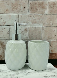 2 Pieces Bathroom Accessories Set Toothbrush Holder Lotion Liquid Soap Dispenser White 18.5x18x9cm - pzsku/ZBEA7668A59E92541CA1FZ/45/_/1712138223/bd2ac77e-afc6-4991-9d0a-fdb67e13b233