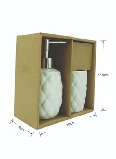 BABAZAM 2 Pieces Bathroom Accessories Set Toothbrush Holder Lotion Liquid Soap Dispenser White 18.5x18x9cm  - Image 1
