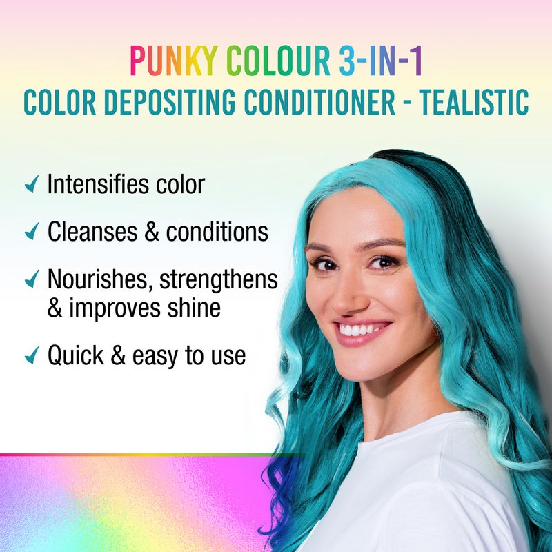 Punky Colour 3-in-1 Color Depositing Hair Cleanser & Conditioner, 8.5 fl oz. (Tealistic) - Image 1