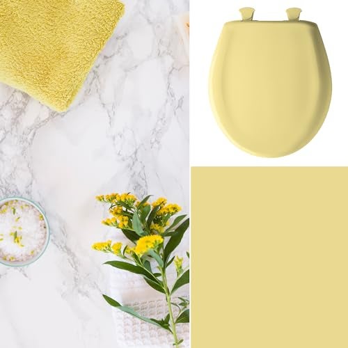 Bemis Classic Colors Slow Close Toilet Seat, Easy Clean Hinges and Durable Plastic Seat, Made in USA, Round, Yellow - Image 3