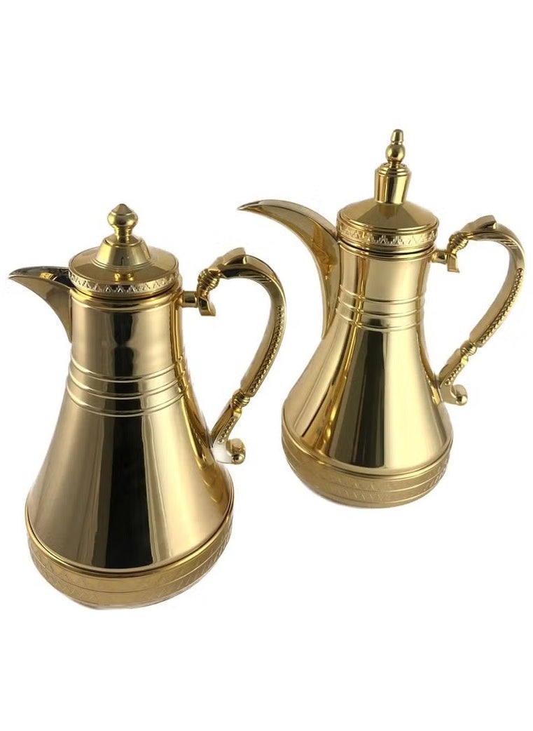 Homemaker Premium 2-Piece Tea & Coffee Flask Set – 0.75L & 1L Gold | Steel Body with Glass Inner | Elegant Hot & Cold Beverage Thermos | Made in Turkey  - Image 3