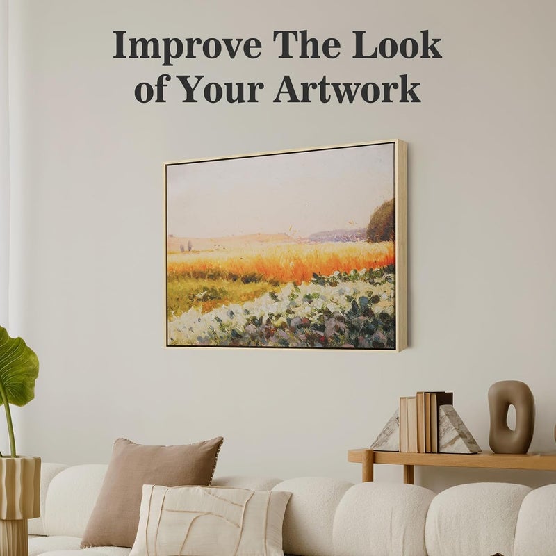 Akfado Floater Frame for 24x36 Handmade Canvas Paintings, 1.5" Deep DIY Floater Frames for Classical Antique Still Life Art Prints, Kitchen Dining Room Accent Decor, No Glass & Back (Natural) - Image 5