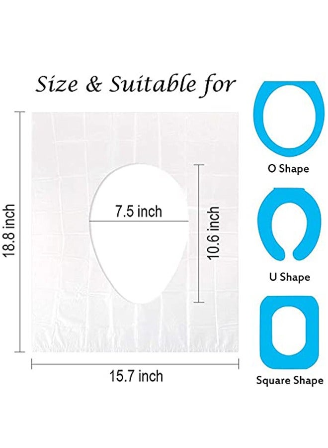 غطاء مقعد تواليت بلاستيكي للاستعمال مرة واحدة مكون من 50 قطعة ، مقاوم للماء وغير قابل للانزلاق ملفوف بشكل فردي للسفر ، واقيات لمقعد المرحاض لتدريب الأطفال الصغار على استخدام النونية للأم الحامل والبال - Image 2