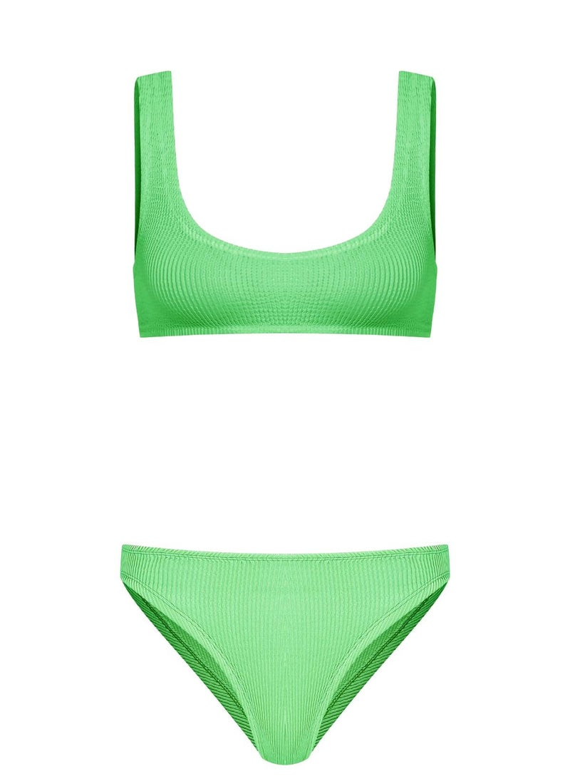 Generic - Sofi Crinkle Bikini Set Lime Green One Size - Image 1