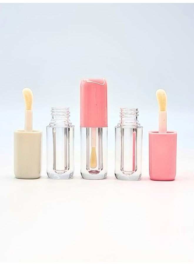 زجاجات ملمع شفاه فارغة بأغطية بيضاء ووردية، عبوة من 4 قطع، مع عصا توزيع سهلة الملء وقابلة لإعادة الاستخدام ومثالية لملمع الشفاه أو مرطب الشفاه أو مستحضرات التجميل السائلة الأخرى. صغيرة وخفيفة الوزن - Image 2