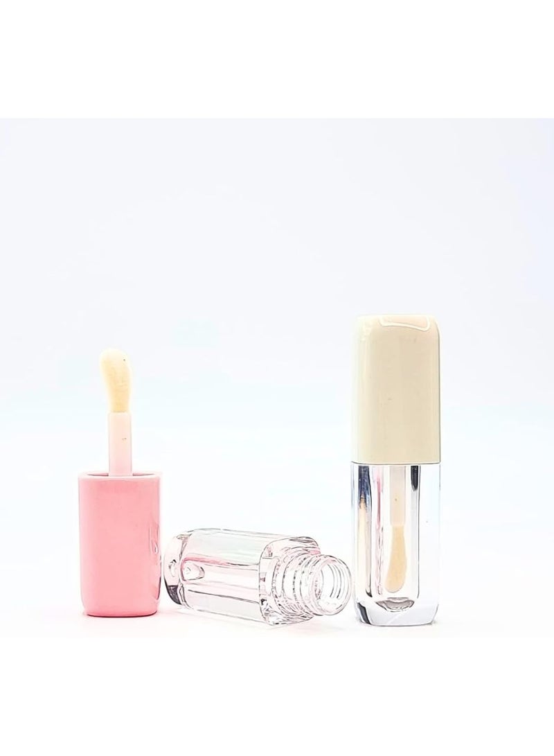 زجاجات ملمع شفاه فارغة بأغطية بيضاء ووردية، عبوة من 4 قطع، مع عصا توزيع سهلة الملء وقابلة لإعادة الاستخدام ومثالية لملمع الشفاه أو مرطب الشفاه أو مستحضرات التجميل السائلة الأخرى. صغيرة وخفيفة الوزن - Image 3