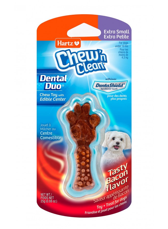 Hartz Chew 'n Clean Dental Duo Bacon Flavored Dental Dog Chew Toy and Treat - Extra Small - Image 1