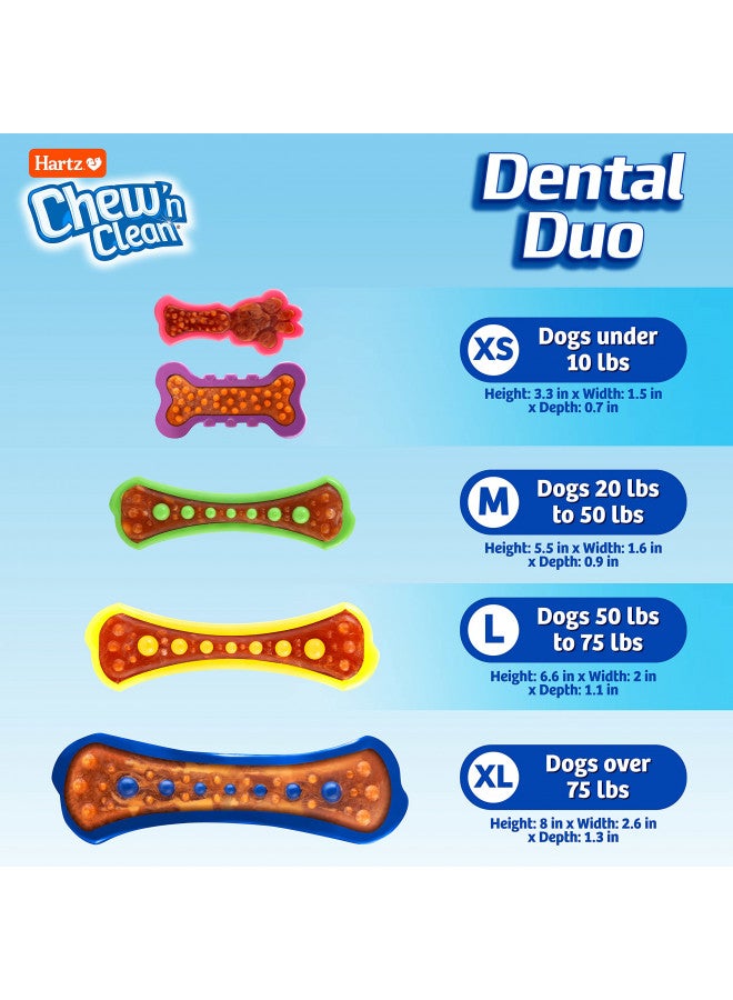 Hartz Chew 'n Clean Dental Duo Bacon Flavored Dental Dog Chew Toy and Treat - Extra Small - Image 3