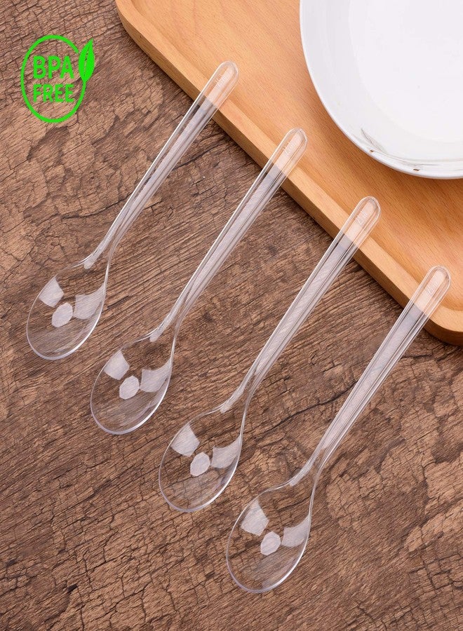 TashiBox [150 Plastic Spoons] Disposable Clear Spoons, Heavyweight Cutlery - Image 3