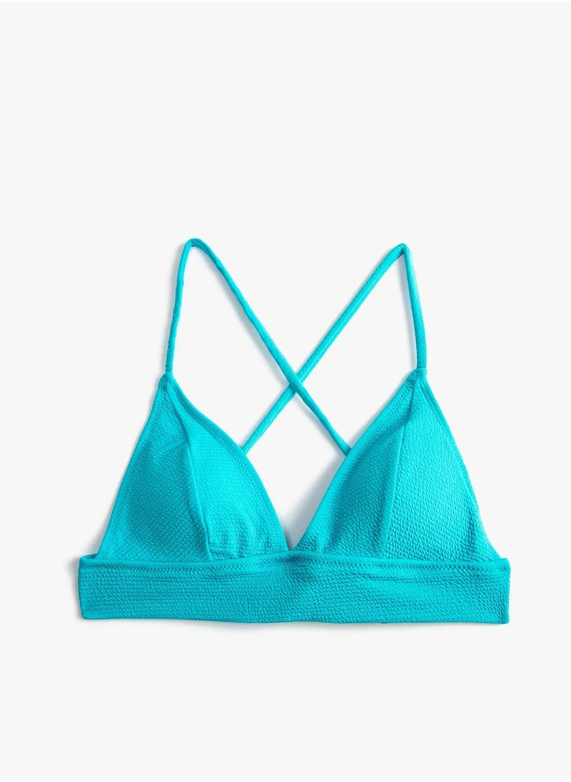 كوتون Bralette Strappy Tissued Bikini Top