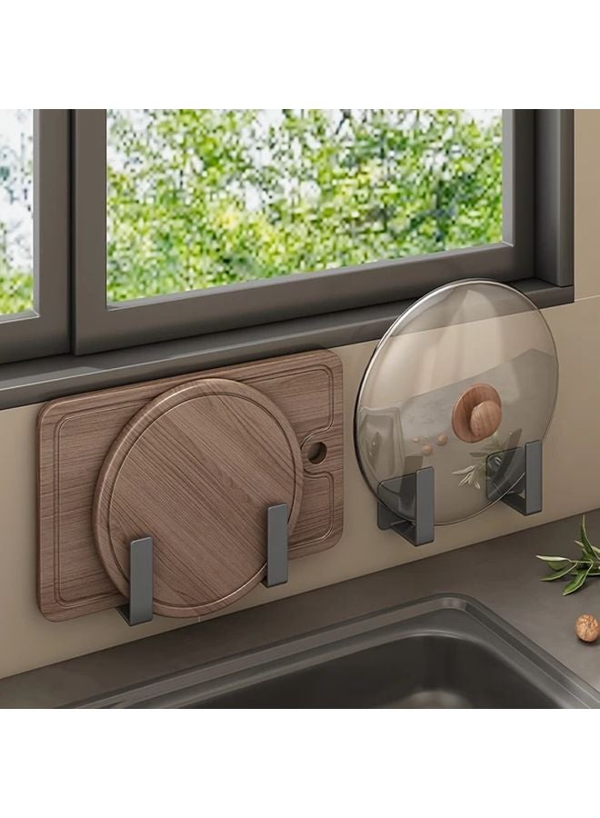 White Wall Mounted Kitchen Rack Set 2 Pot Lid Racks 2 Chopping Board Racks Punch Free Storage - Image 1