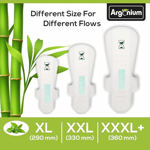 Argonium Biodegradable Bamboo Prime Sanitary Pad/Napkin | Pack of 20 | XXXL+ | 360 MM | Bamboo Core | Safe on Skin For Women | Toxic & Rash-Free | Extra Large| 60% Wider Back | Leakproof |Heavy Flow - Image 2
