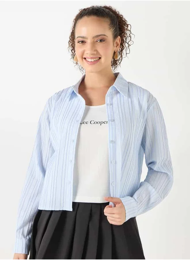 Lee Cooper Lee Cooper Striped Shirt with Long Sleeves and Button Closure