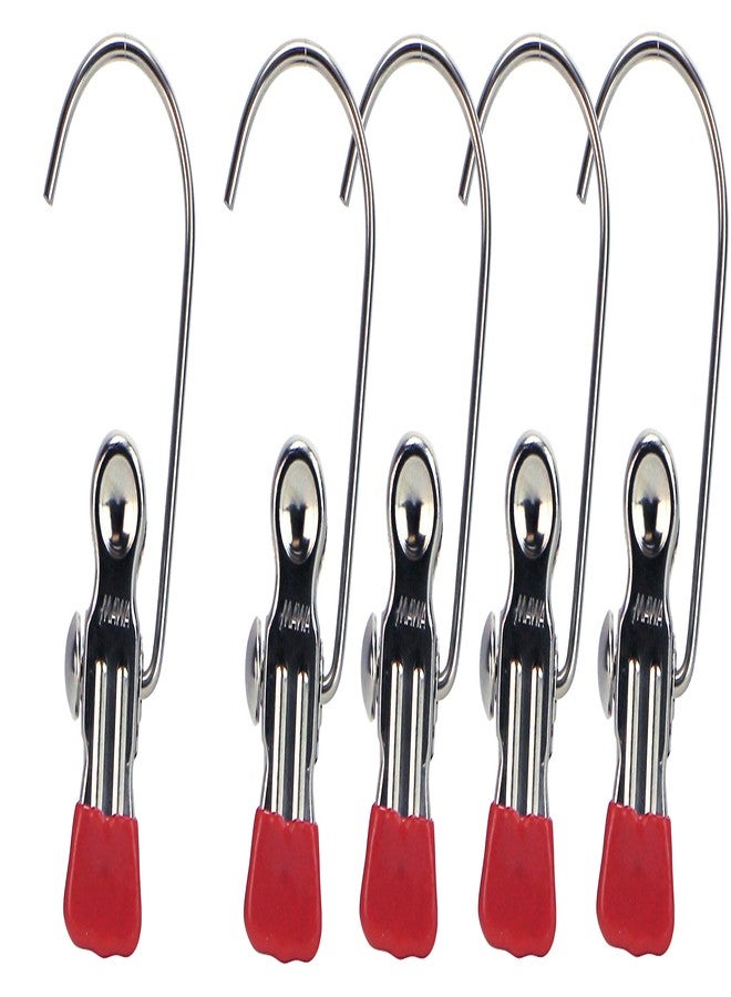 موا MAWA by Reston Lloyd Accessory مشبك غسيل محمول غير قابل للانزلاق نصف دائري بخطاف واحد للغسيل أو السفر، طراز K-1، مجموعة من 5 قطع، أحمر (18665) - Image 1