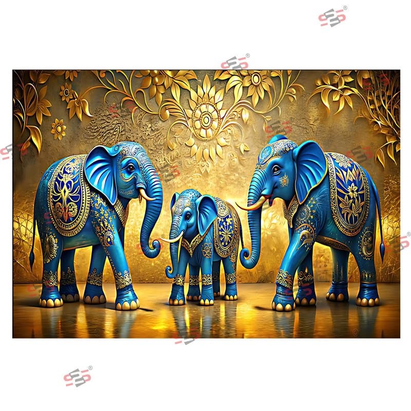 S2S Blue Elephant Backdrop Cloth for Pooja Decoration Traditional, Background Decoration Cloth | Curtain Cloth for All Festival, Functions & Ceremonies - (5 x 8 Feet) (Blue Elephant) - Image 5