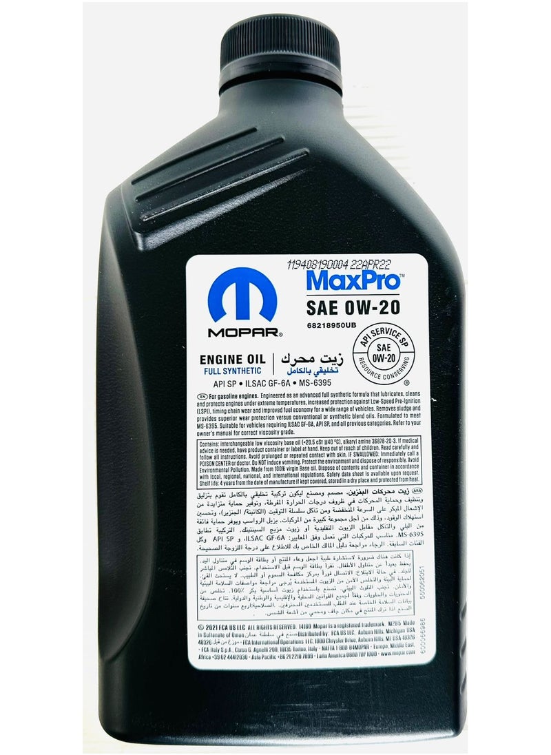 Mopar 0W-20 Fully Synthetic Engine Oil 1Ltr  - Image 2