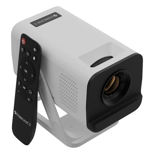 Zebronics Android Smart LED Projector, 4K UHD Support, 4000 Lumens, 100" Screen Size, 240° Tiltable, Auto Keystone, OTT Apps (Netflix, Prime), Miracast, WiFi, BT v5.4, HDMI, USB (Pixaplay 35) - Image 1