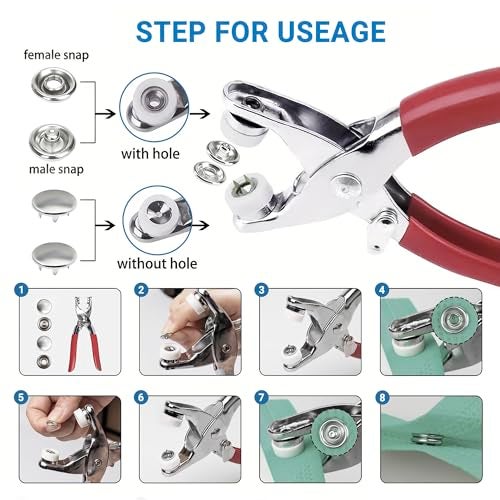 Forimaluence 150 Sets Metal Snap Buttons with Pliers, 600 PCS Multicolor Mixing Hollow Sewing Snap Fasteners for DIY Crafting Clothing (9.5mm) - Image 3