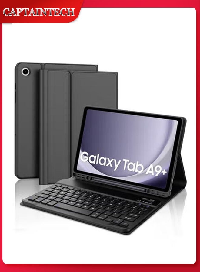 Captaintech Slim Magnetic Detachable Bluetooth Keyboard Case for Samsung Galaxy Tab A9+/A9 Plus 5G 11-Inch (2023, SM-X210/X216/X218) - Image 1