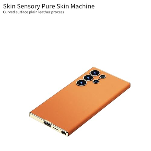 Midkart Leather Case Compatible with Samsung Galaxy S24 Ultra Release 2024 Electroplated Hard PC Lightweight with Independent Camera Protection Cover, Orange - Image 5