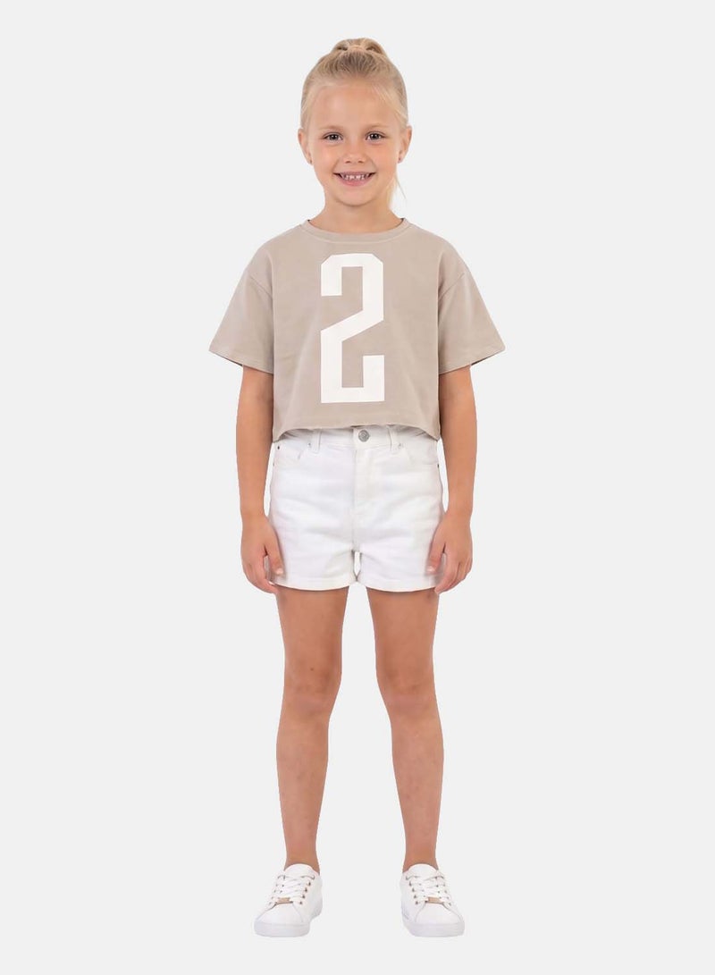 FOREVER 21 Girls' Cropped Graphic Number T-Shirt, Short Sleeve - Image 1