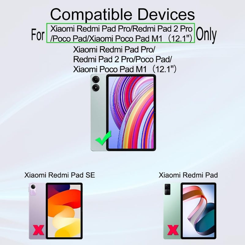 ايبيويند حماية شاشة لأجهزة Xiaomi Redmi Pad Pro/Redmi Pad 2 Pro/Poco Pad/Poco Pad M1، عبوة تحتوي على قطعتين من الزجاج المقوى بقوة 9H، سهلة التركيب، شفافة للغاية، توفر حماية ضد الصدمات. - Image 2