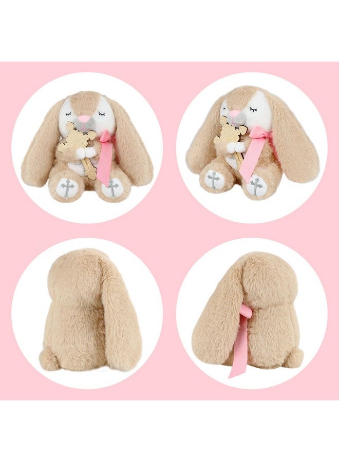 Malihome Prayer Bunny Stuffed Animal with Wooden Praying Cross Baptism Gifts for Newborn Baby, Boys and Girls Enduring Comfort 8.5 inches (Pink) - Image 2