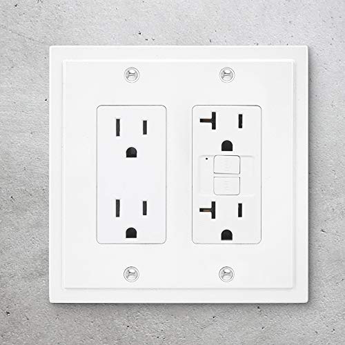 Henne Bery Modern Edge Decorative Wall Plate Switch Plate Outlet Cover, Durable Solid Zinc Alloy (Double Decorator, White) - Image 2