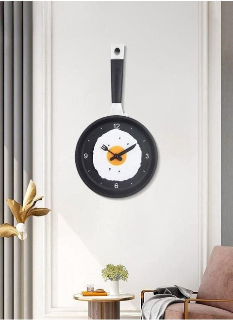Creative 3D Frying Pan Design Fried Egg Shape Wall Clock for  Decor