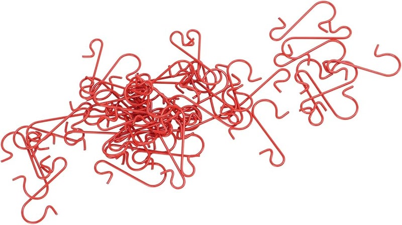 Red S Hooks 50Pcs Metal Hangers Christmas Decoration DIY Small Items 3 Colors - Image 5