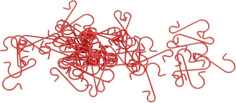 Red S Hooks 50Pcs Metal Hangers Christmas Decoration DIY Small Items 3 Colors - Image 1